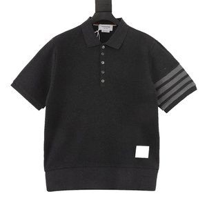 Thom Browne Waffle Four Stripes Short Sleeve Polo Shirt